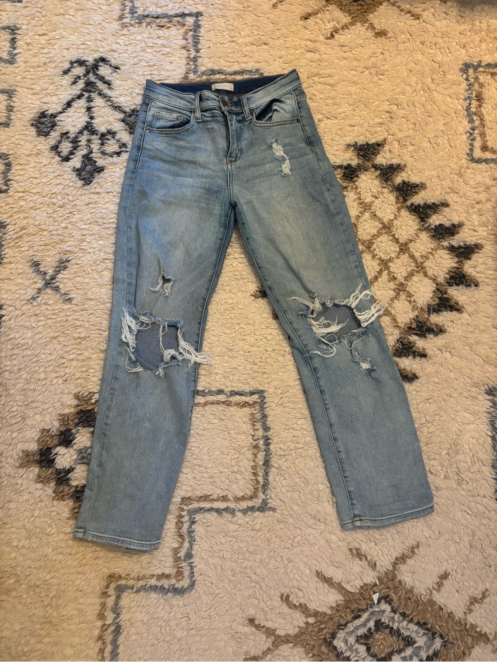 Altar'd State Light Wash Distressed Straight Leg Jeans